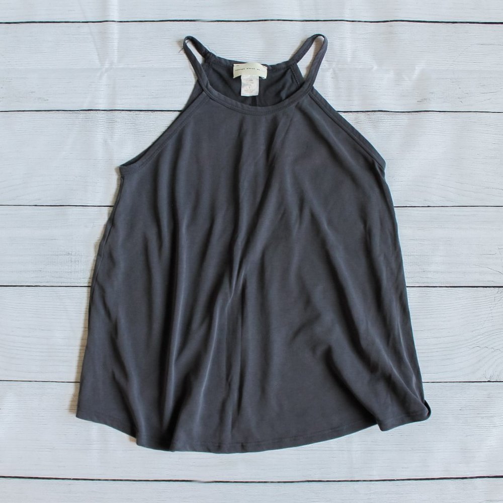 Charcoal Grey Halter Neck Tank - Buttery Soft